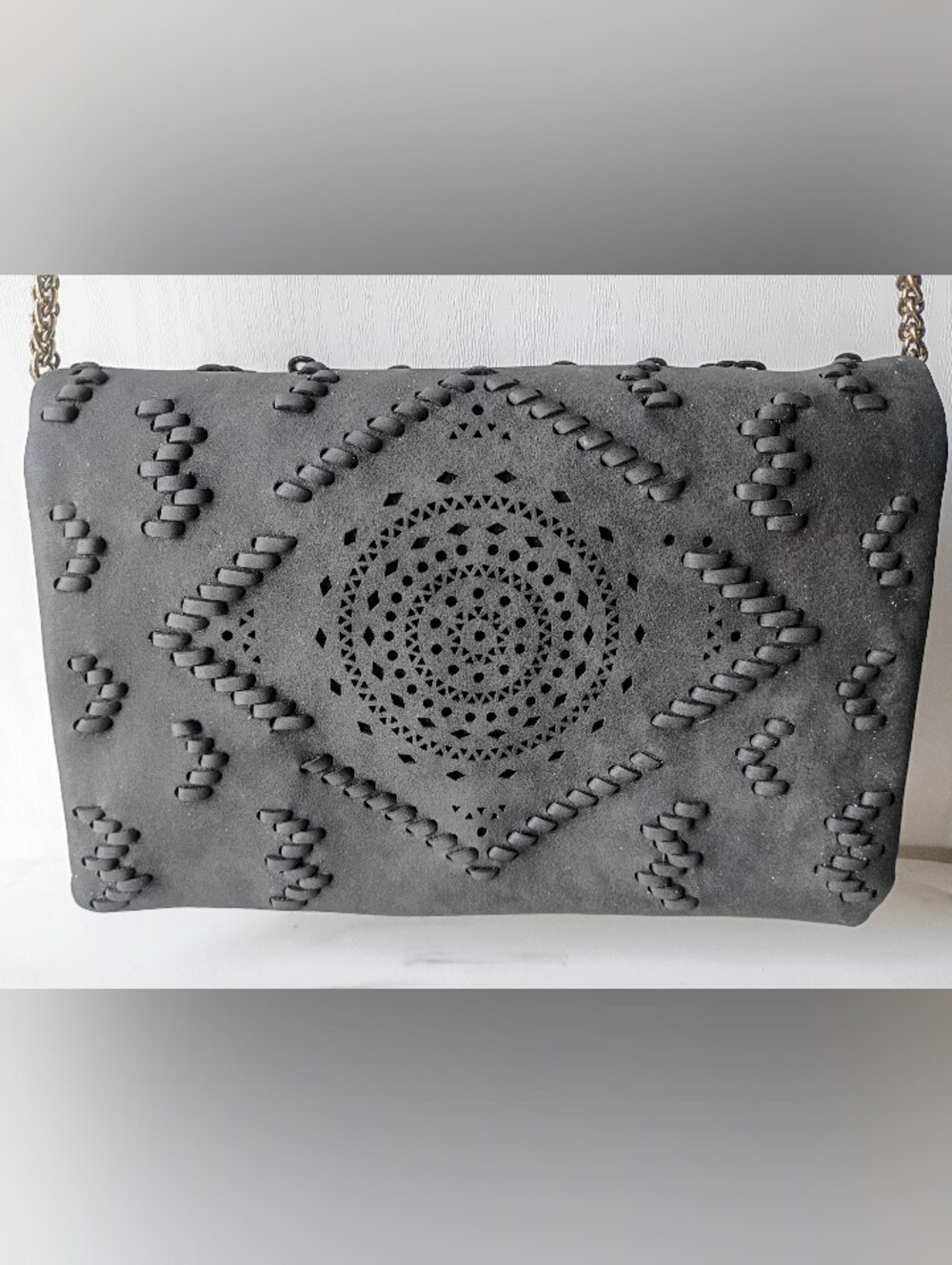 Free People Perforated Grey Crossbody Bag